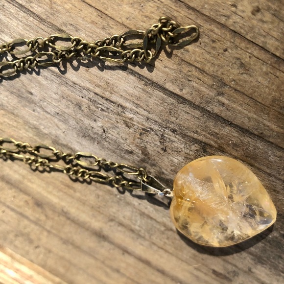 New Citrine Heart Shaped Stone W/Choice of Necklace (Unisex) - Picture 6 of 6